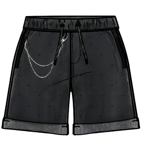 KI DNM BLACK STONE ACID WASHED SHORT