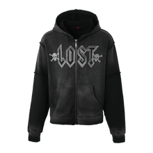 Load image into Gallery viewer, LOST INTRICACY SKULL RHINESTONE ZIP HOODIE