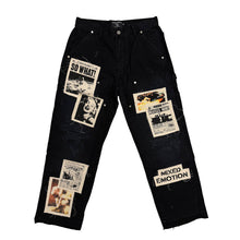 Load image into Gallery viewer, MIXED EMOTION NEWSPAPER CARPENTER JEANS