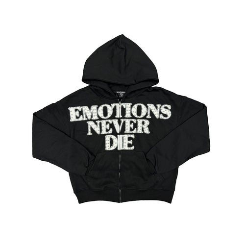 MIXED EMOTION  NEVER DIE RHINESTONE END HOODIE