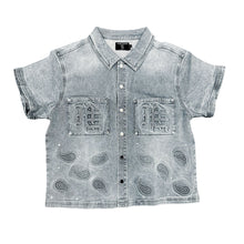 Load image into Gallery viewer, MIXED EMOTION PALSLEY DENIM BUTTON DOWN