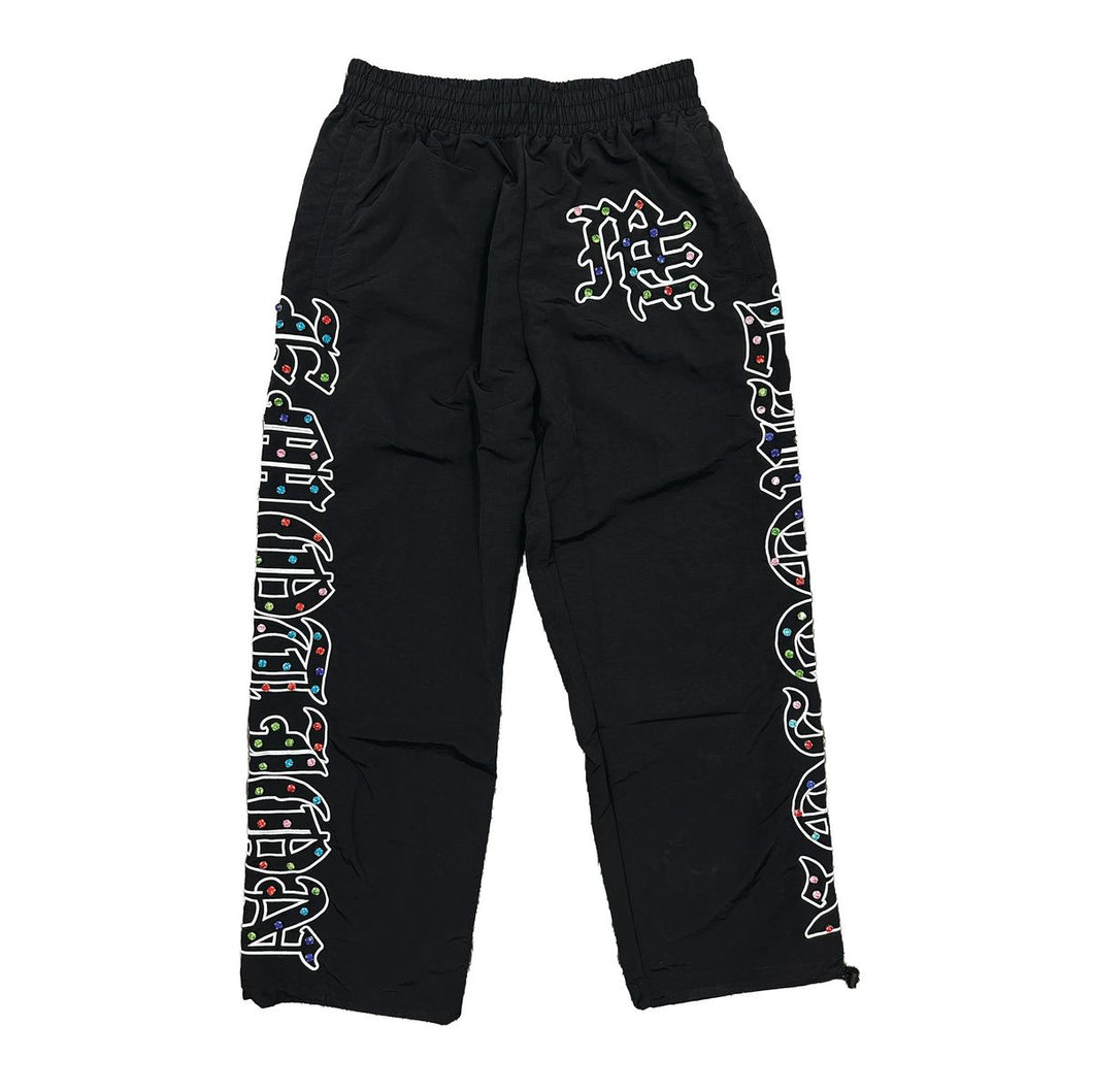 MIXED EMOTION RHINESTONE NYLON PANTS