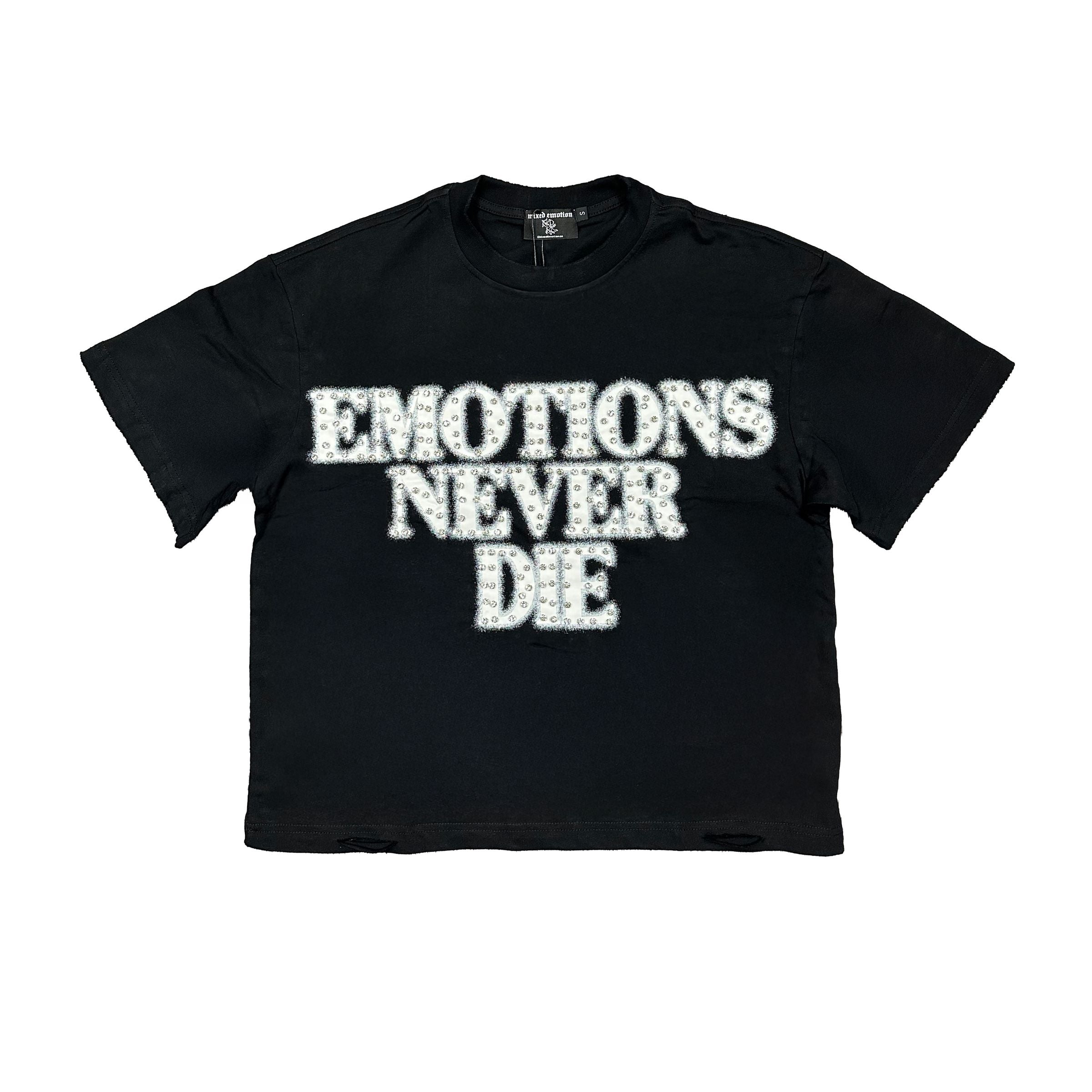 MIXED EMOTION RHINESTONE END TEE – BLUE CITY NYC