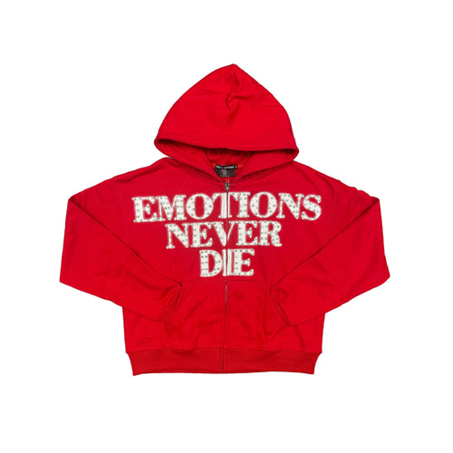 MIXED EMOTION  END RHINESTONE ZIP HOODIE