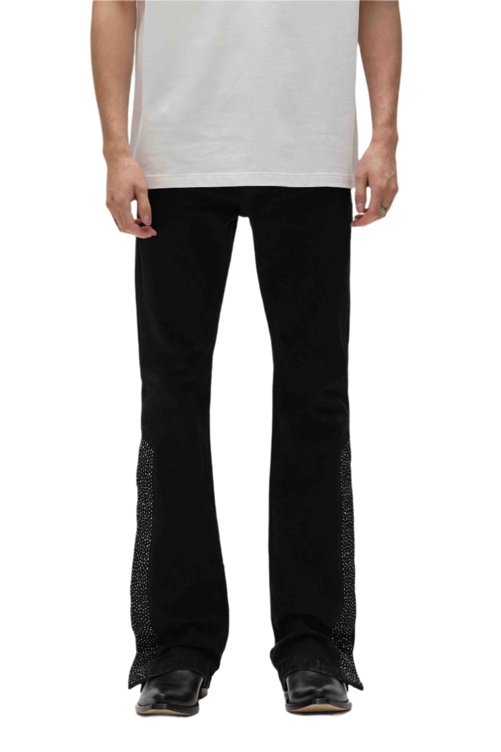 PURPLE BRAND FLARE CRYSTAL SIDE SNAP JEANS – BLUE CITY NYC