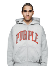 Load image into Gallery viewer, PURPLE BRAND HWT FLEECE COLLEGIATE ZIP UP HOODIE