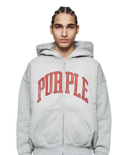 PURPLE BRAND HWT FLEECE COLLEGIATE ZIP UP HOODIE