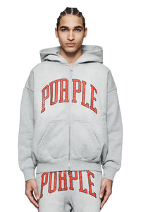 PURPLE BRAND HWT FLEECE COLLEGIATE ZIP UP HOODIE