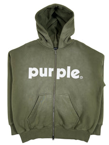 PURPLE BRAND HWT FLEECE LOWERCASE ZIP UP HOODIE