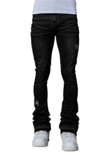 Load image into Gallery viewer, PAIN LAB WASHED BLACK STACKED DENIM JEANS