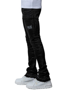 PAIN LAB WASHED BLACK STACKED DENIM JEANS – BLUE CITY NYC