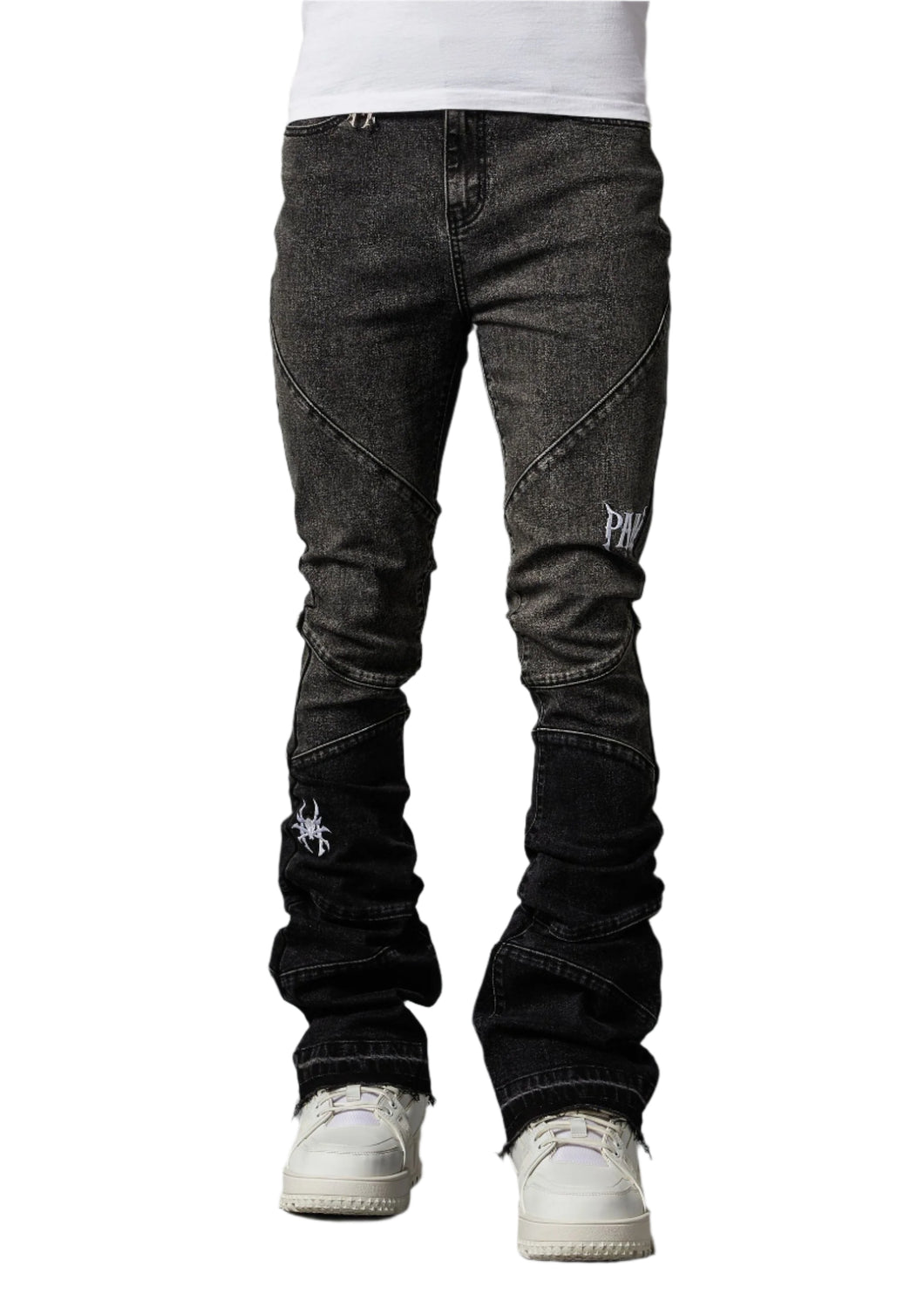 PAIN LAB GREY FADE  STACKED DENIM JEANS