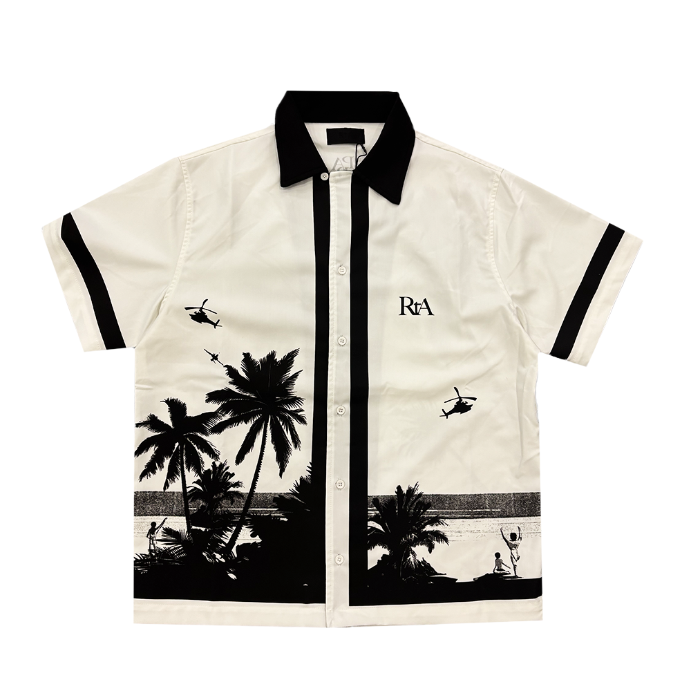 RTA NATHAN WHITE PALM TREES BUTTON DOWN – BLUE CITY NYC