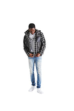 Load image into Gallery viewer, RTA TRENT JACKET BLACK AND WHITE TWEED PATCHWORK