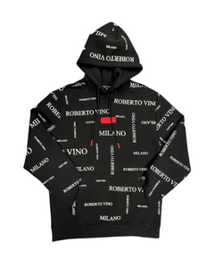 ROBERTO VINO ALL OVER LOGO PULL OVER HOODIE