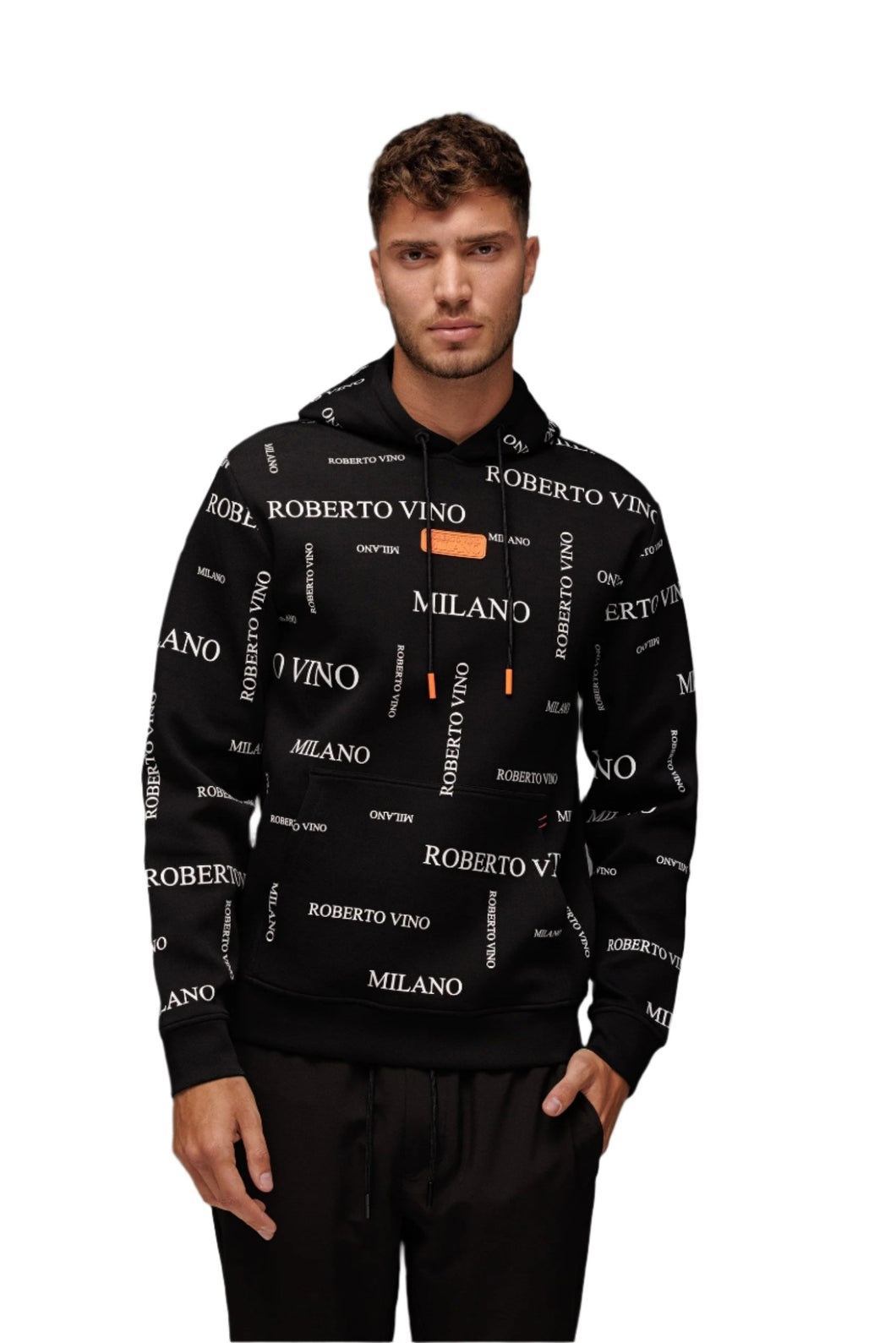 ROBERTO VINO ALL OVER LOGO PULL OVER HOODIE