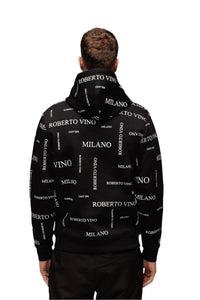 ROBERTO VINO ALL OVER LOGO PULL OVER HOODIE