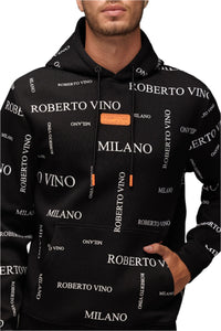 ROBERTO VINO ALL OVER LOGO PULL OVER HOODIE