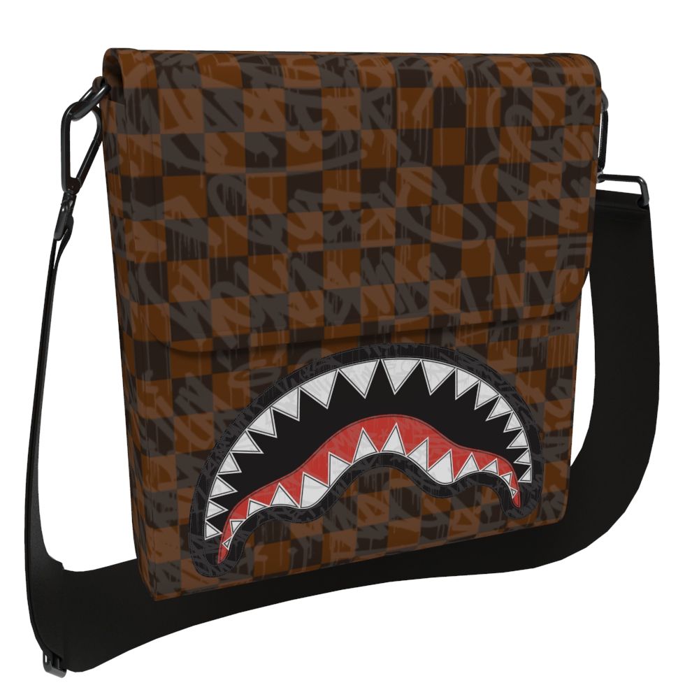 SPRAYGROUND CHECK 2 EMBOSS MESSENGER SLING – BLUE CITY NYC
