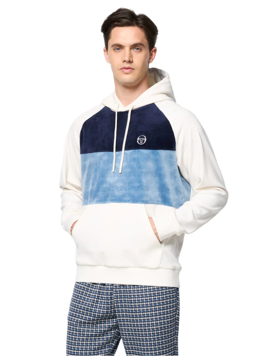 SERGIO TACCHINI FOGGIA VELOUR DEBOSSED PULL OVER HOODIE