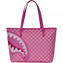 Load image into Gallery viewer, SPRAYGROUND SHINOBI SHARKS IN PARIS  PINK NEW CHECK FACES TOTE