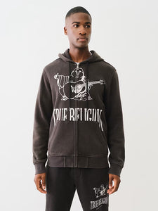 TRUE RELIGION VINTAGE CRACKLE BUDDAHA LOGO HOODIE