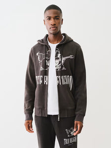 TRUE RELIGION VINTAGE CRACKLE BUDDAHA LOGO HOODIE