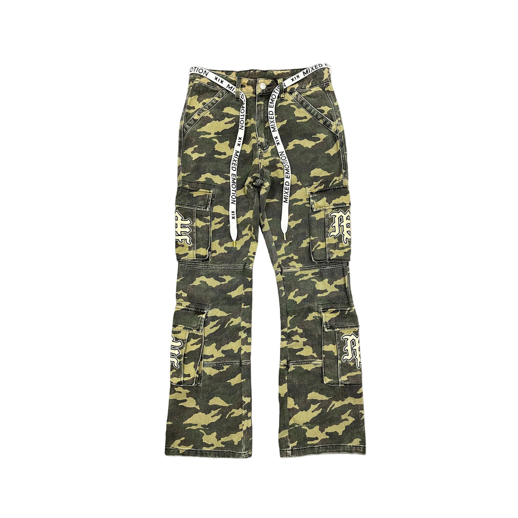 2000s lois 迷彩 cargo flare gimmick pants MIXED EMOTION ME CAMO CARGO JEANS – BLUE CITY NYC