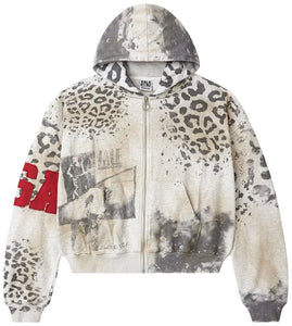 VALE FOREVER ジップパーカー ダメージ加工 ワッフル地 S VALE FOREVER CHEETAH ZIPUP HOODIE – BLUE CITY NYC