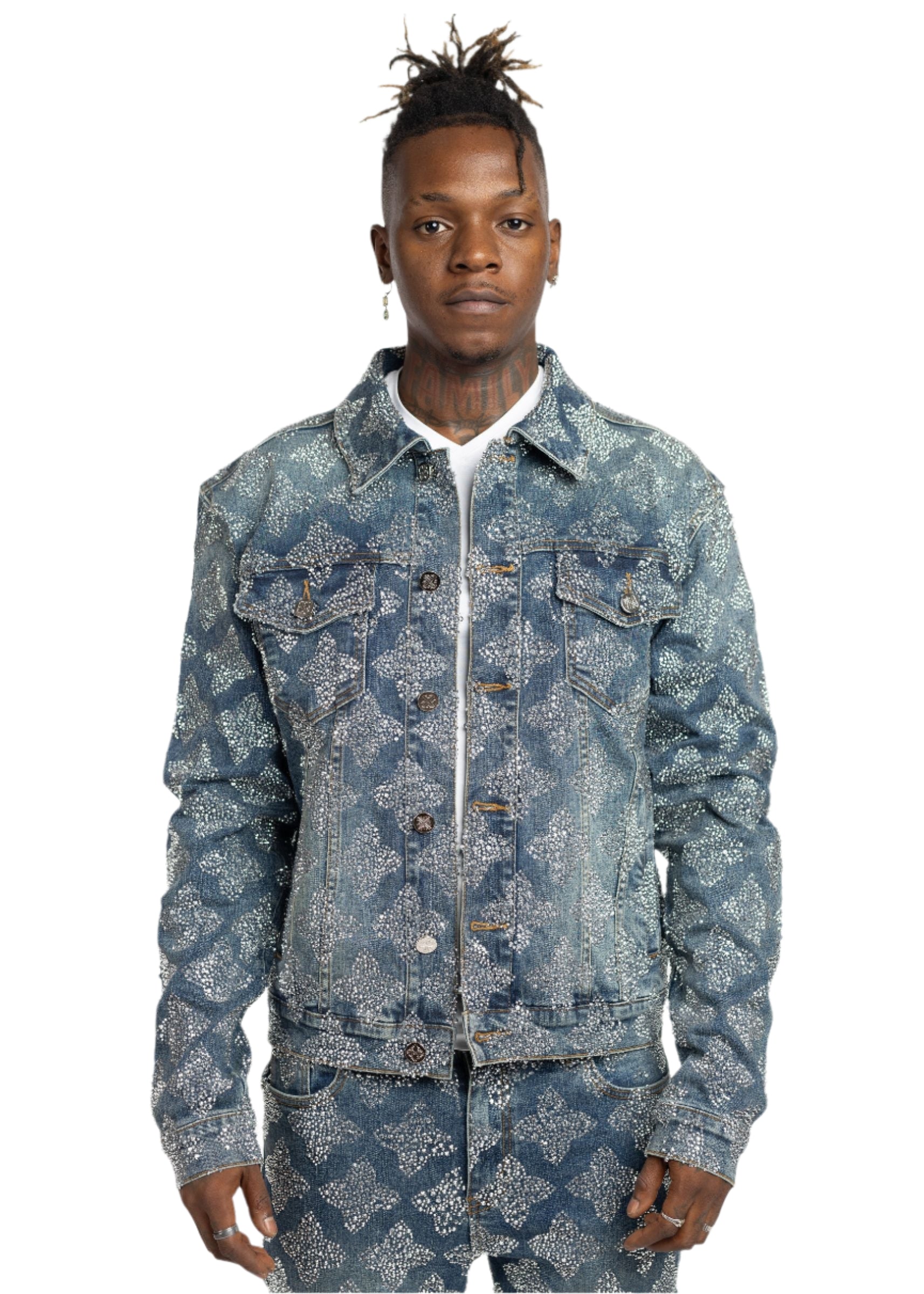 GUAPI VINTAGE BLUE EMBELLISHED DENIM JACKET – BLUE CITY NYC