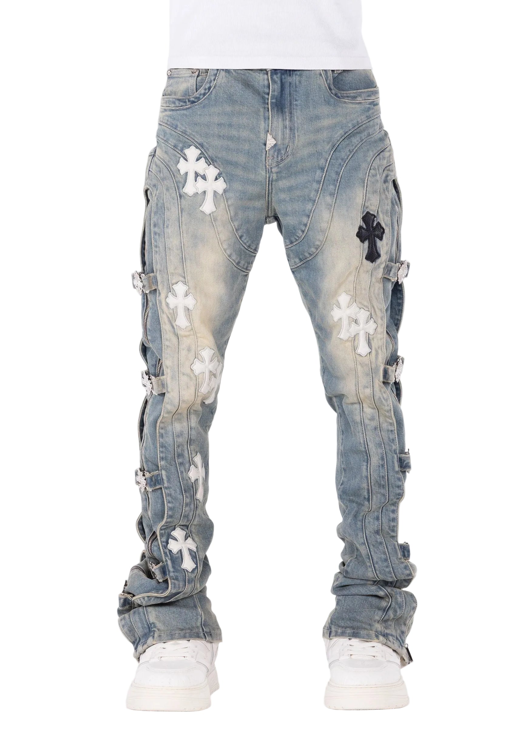 GUAPI VINTAGE BLUE CROSS BUCKLE DENIM – BLUE CITY NYC