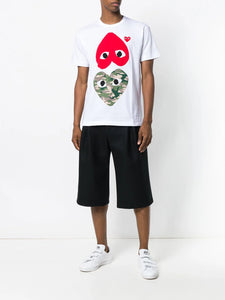 COMME DES GARÇONS PLAY DOUBLE HEART T.SHIRT