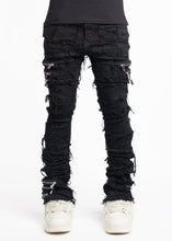 Load image into Gallery viewer, GUAPI OBSIDIAN BLACK DISTRESSED DENIM