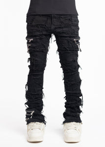 GUAPI OBSIDIAN BLACK DISTRESSED DENIM