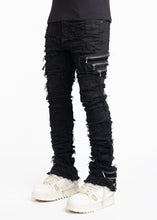 Load image into Gallery viewer, GUAPI OBSIDIAN BLACK DISTRESSED DENIM