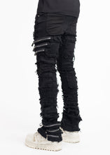 Load image into Gallery viewer, GUAPI OBSIDIAN BLACK DISTRESSED DENIM