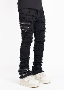 GUAPI OBSIDIAN BLACK DISTRESSED DENIM