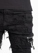 Load image into Gallery viewer, GUAPI OBSIDIAN BLACK DISTRESSED DENIM