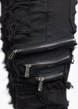 Load image into Gallery viewer, GUAPI OBSIDIAN BLACK DISTRESSED DENIM