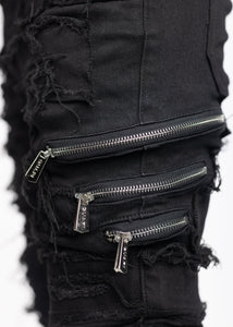 GUAPI OBSIDIAN BLACK DISTRESSED DENIM