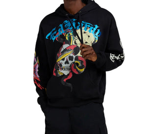 ED HARDY SKULLS RHINESTONE PULL OVER MENS HOODIE – BLUE CITY NYC