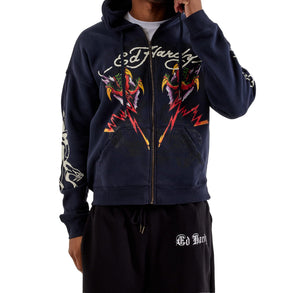 ED HARDY TIGER FLAME BOXY MENS ZIP HOODIE – BLUE CITY NYC