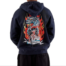 Load image into Gallery viewer, ED HARDY TIGER FLAME BOXY MENS ZIP HOODIE