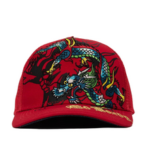 Load image into Gallery viewer, ED HARDY EMBROIDERED DRAGON TRUCKER HAT