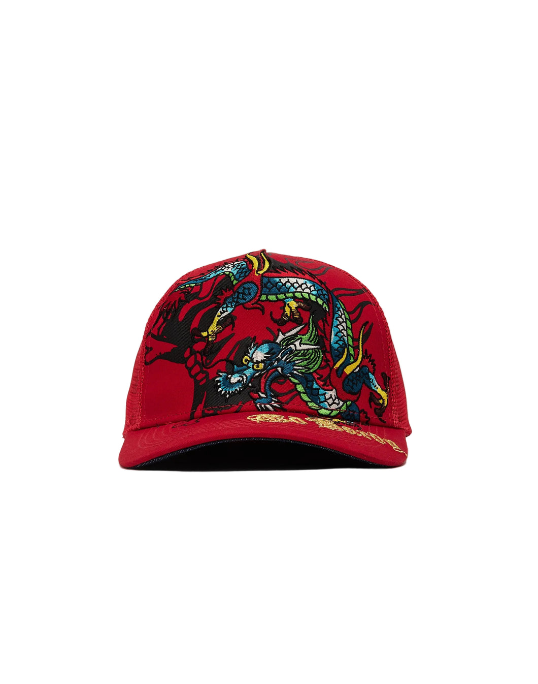 ED HARDY EMBROIDERED DRAGON TRUCKER HAT – BLUE CITY NYC