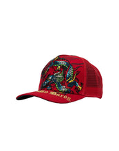 Load image into Gallery viewer, ED HARDY EMBROIDERED DRAGON TRUCKER HAT