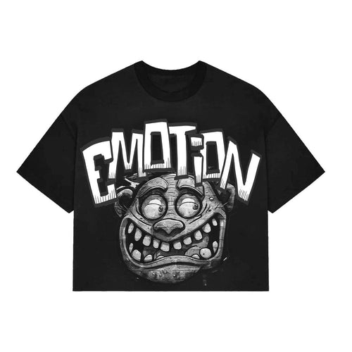 MIXED EMOTION BLACK MONSTER CROPPED T.SHIRT