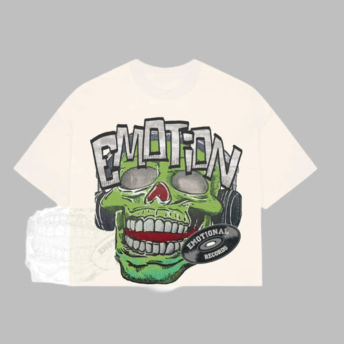 MIXED EMOTION CREAM MONSTER CROPPED T.SHIRT