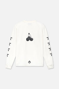 RTA LAWRENCE LONG SLEEVE TEE WHITE BLACK CHERRIES