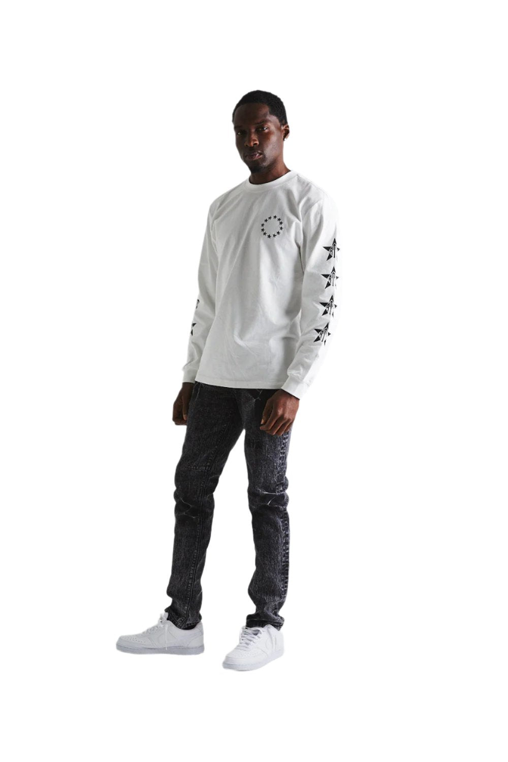 RTA LAWRENCE LONG SLEEVE TEE WHITE BLACK CHERRIES – BLUE CITY NYC